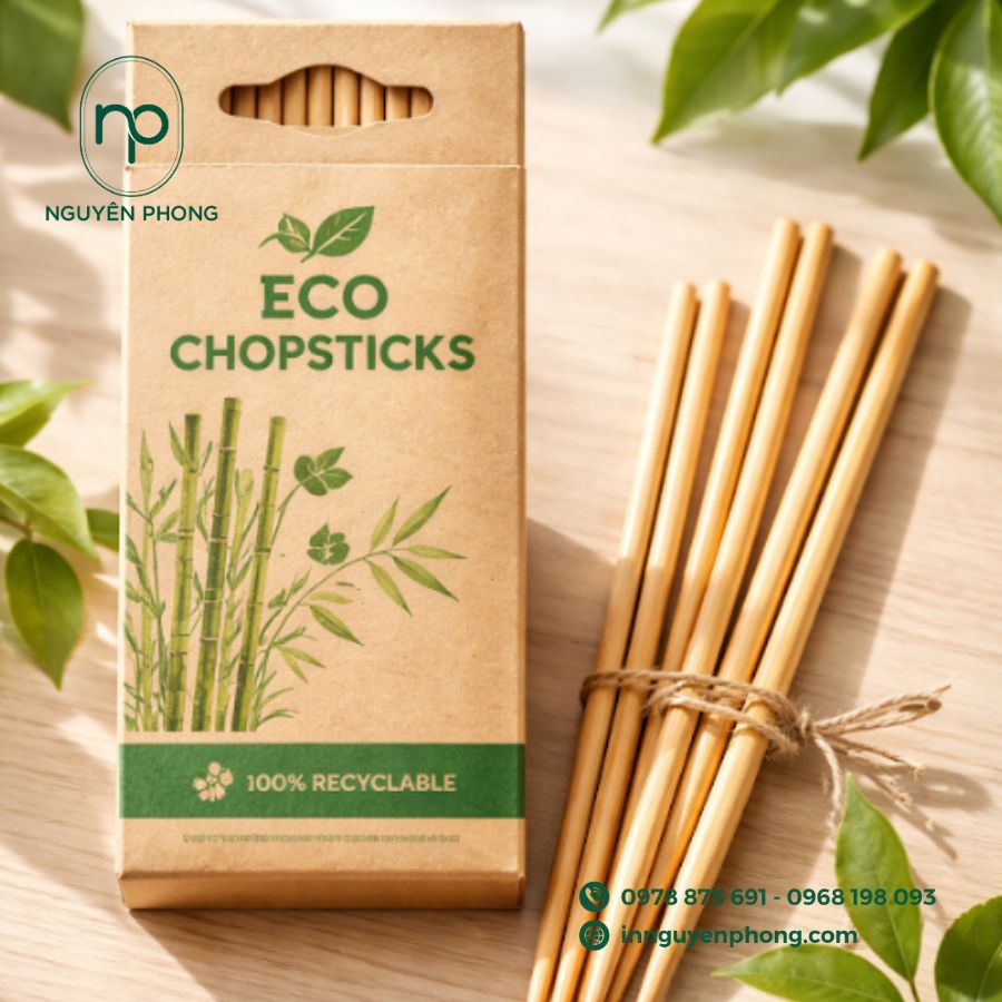 In hộp giấy đựng đũa bắt mắt